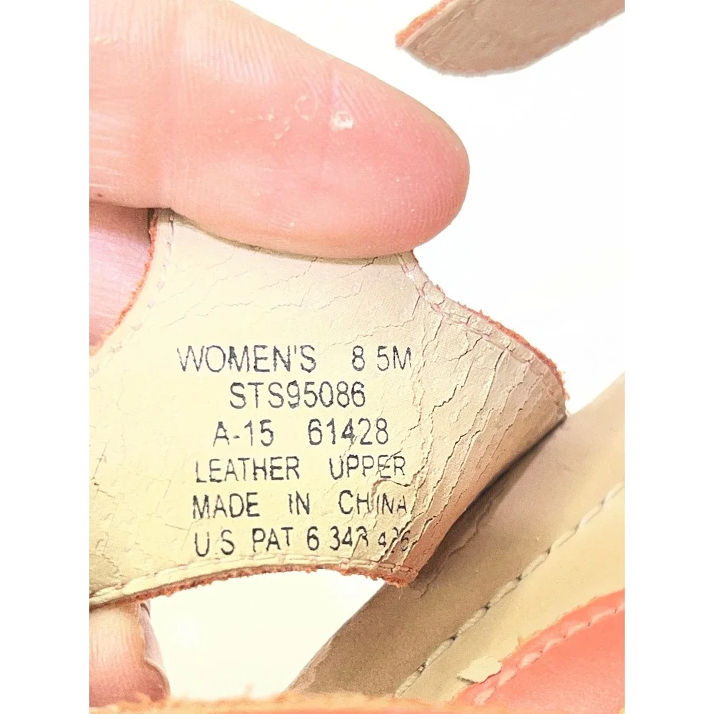 Sperry Top-Sider Womens Coral Leather Cork Wedge Sandals STS95086 Size 8.5M